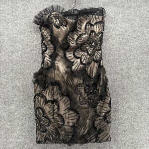 Alyce Designs Silk Dress 10 Floral‎ Beaded Embroidered Strapless Formal Evening